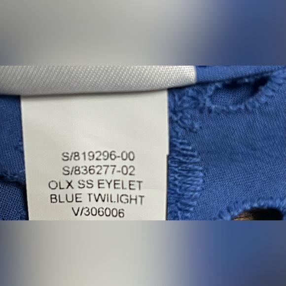 Banana Republic Blue Midnight Eyelet Short Sleeve Blouse Size XS - Picture 8 of 8